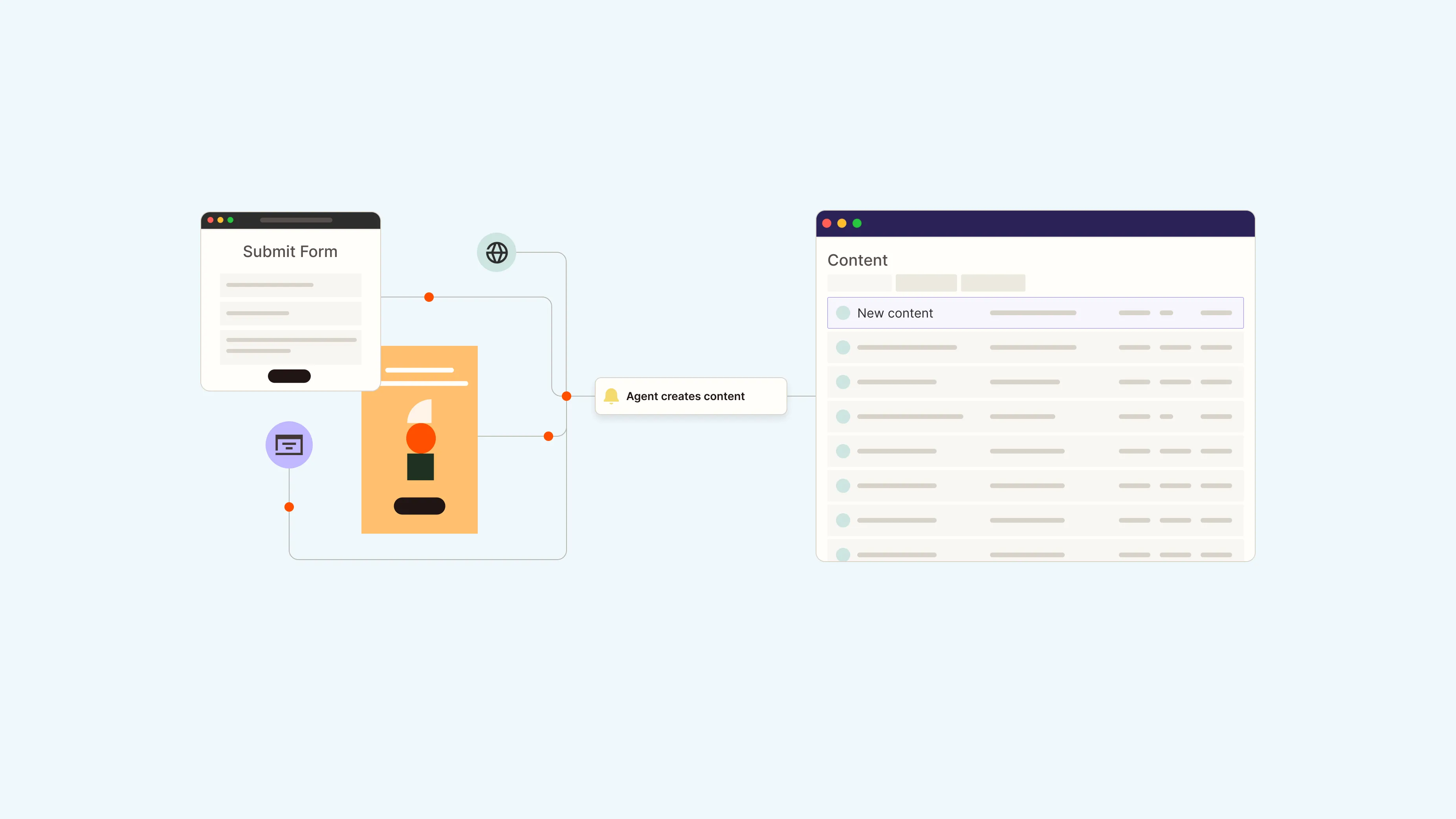 AI agent automation interface running on a laptop