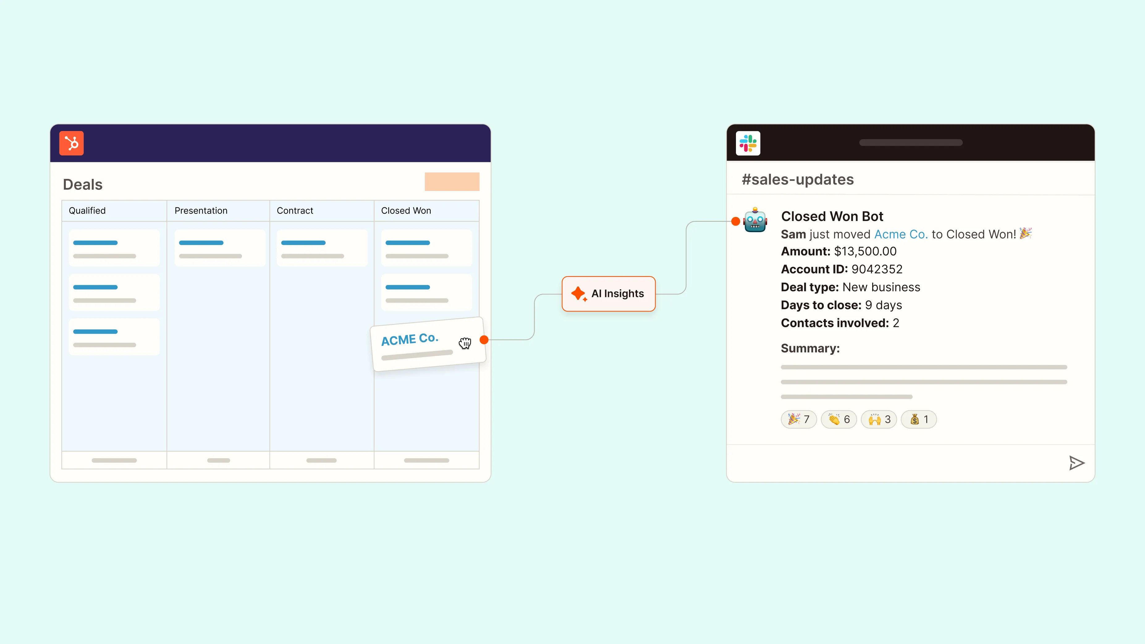 Sales rep closing a deal with automated quote workflow